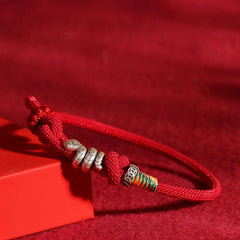 2025 Snake Deity Sterling Silver Feng Shui Red String Bracelet - Cerapoet