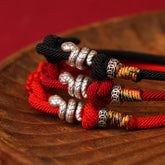 2025 Snake Deity Sterling Silver Feng Shui Red String Bracelet - Cerapoet