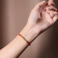 2025 Year of the Snake Handcrafted Gold Red String Bracelet Amulet - Cerapoet