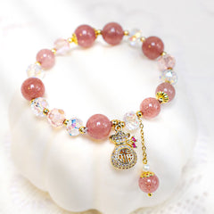 Love & Sweet Blessings Strawberry Quartz Bracelet with Lucky Charm
