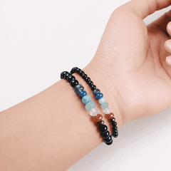 Rainbow Gemstone Black Obsidian Beaded Bracelet