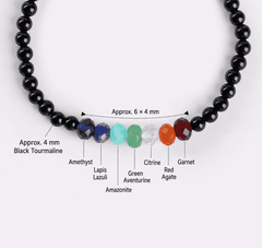 Rainbow Gemstone Black Obsidian Beaded Bracelet