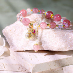 Love & Sweet Blessings Strawberry Quartz Bracelet with Lucky Charm