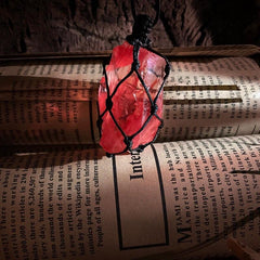 Blazing Heart|Handwoven Fire Element Red Crystal Pendant Necklace - Cerapoet