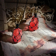 Blazing Heart|Handwoven Fire Element Red Crystal Pendant Necklace - Cerapoet