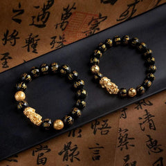 Feng Shui Black Obsidian Pi Xiu Bracelet Attract Wealth - Cerapoet