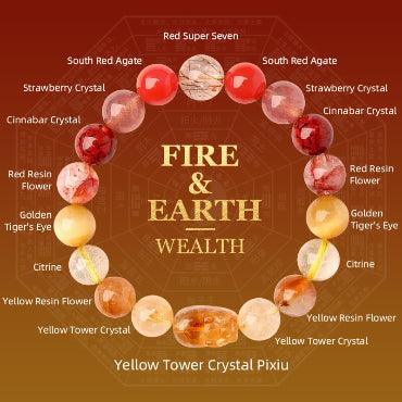 Feng Shui Fire & Earth Pixiu Bracelet For Wealth Happiness Love - Cerapoet