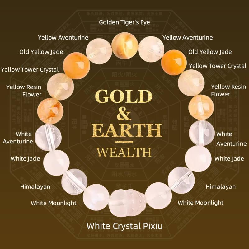 Feng Shui Gold & Earth Pixiu Bracelet - Luck Activation - Cerapoet