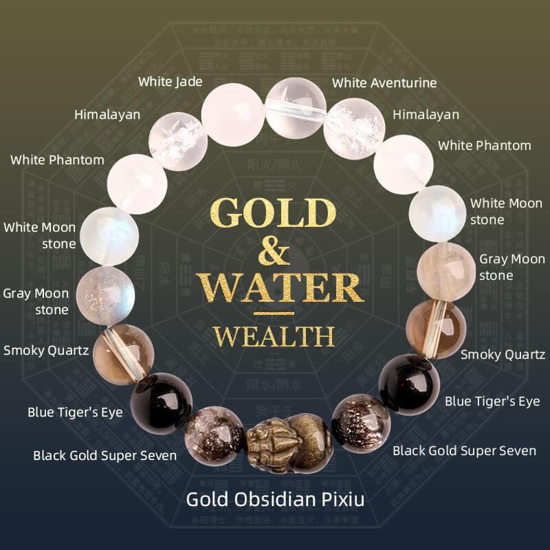 Feng Shui Gold & Water Pixiu Bracelet-Career Breakthrough - Cerapoet