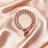 Red and white double pearl bracelet with Czech beads Christmas gift