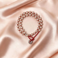 Red and white double pearl bracelet with Czech beads Christmas gift