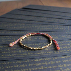 Handmade Tibetan Lucky Rope Bracelet With Copper Beads - Cerapoet