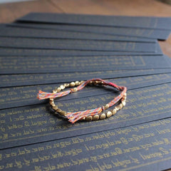 Handmade Tibetan Lucky Rope Bracelet With Copper Beads - Cerapoet