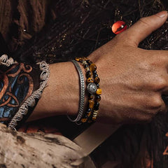 Horus · Retro Double-layer Black Obsidian Tiger Eye Stone Bracelet - Cerapoet