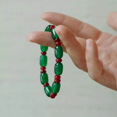 Christmas Agate Bracelet for Women, Red Green Gemstone Beads Holiday Gift, Elegant Stocking Stuffer for Mom Wife Friend