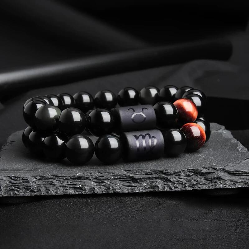 Minimalist Style Zodiac Guardian Obsidian Bracelet - Cerapoet