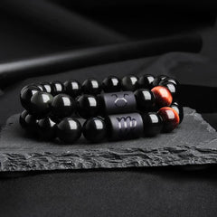 Minimalist Style Zodiac Guardian Obsidian Bracelet - Cerapoet