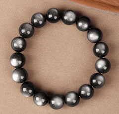 Silver Obsidian Cat Eyes Fengshui Bracelet- Energy&Blessings - Cerapoet