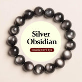 Silver Obsidian Cat Eyes Fengshui Bracelet- Energy&Blessings - Cerapoet