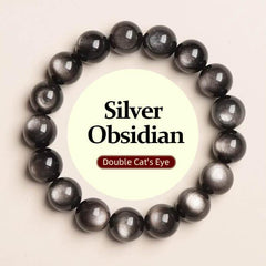 Silver Obsidian Cat Eyes Fengshui Bracelet- Energy&Blessings - Cerapoet