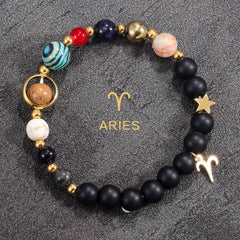 Planetary Zodiac Black Beaded Bracelet