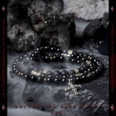 Reversed · Dark Cross Black Obsidian 2 Layers Bracelet - Cerapoet