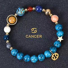 Planetary Zodiac Natural Blue Agate Bracelet