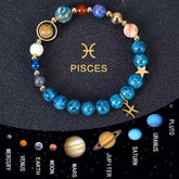Planetary Zodiac Natural Blue Agate Bracelet