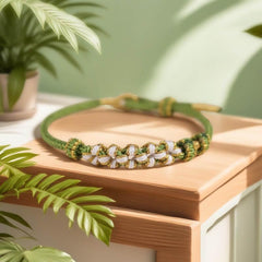 Green Lucky Clover Handwoven Bracelet - Cerapoet