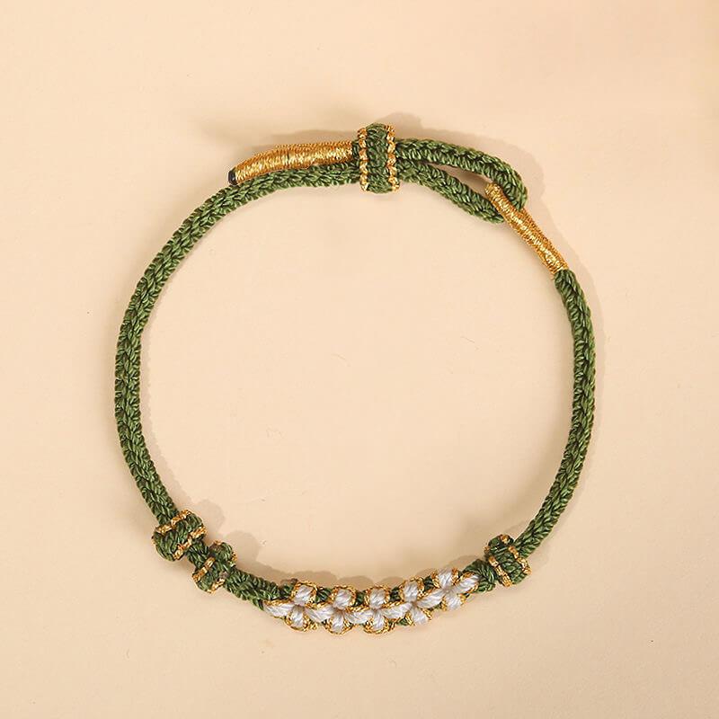 Green Lucky Clover Handwoven Bracelet - Cerapoet