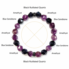 Natural Amethyst / Man-made Blue Goldstone Glass / Copper-alloy Spacers