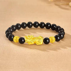 Feng Shui Black Agate Pixiu Bracelet Attract Wealth