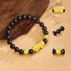 Feng Shui Black Agate Pixiu Bracelet Attract Wealth