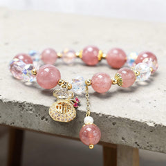 Love & Sweet Blessings Strawberry Quartz Bracelet with Lucky Charm