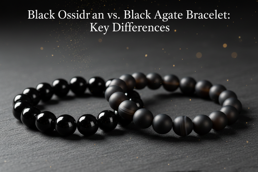 Black obsidian vs. black agate bracelet comparison