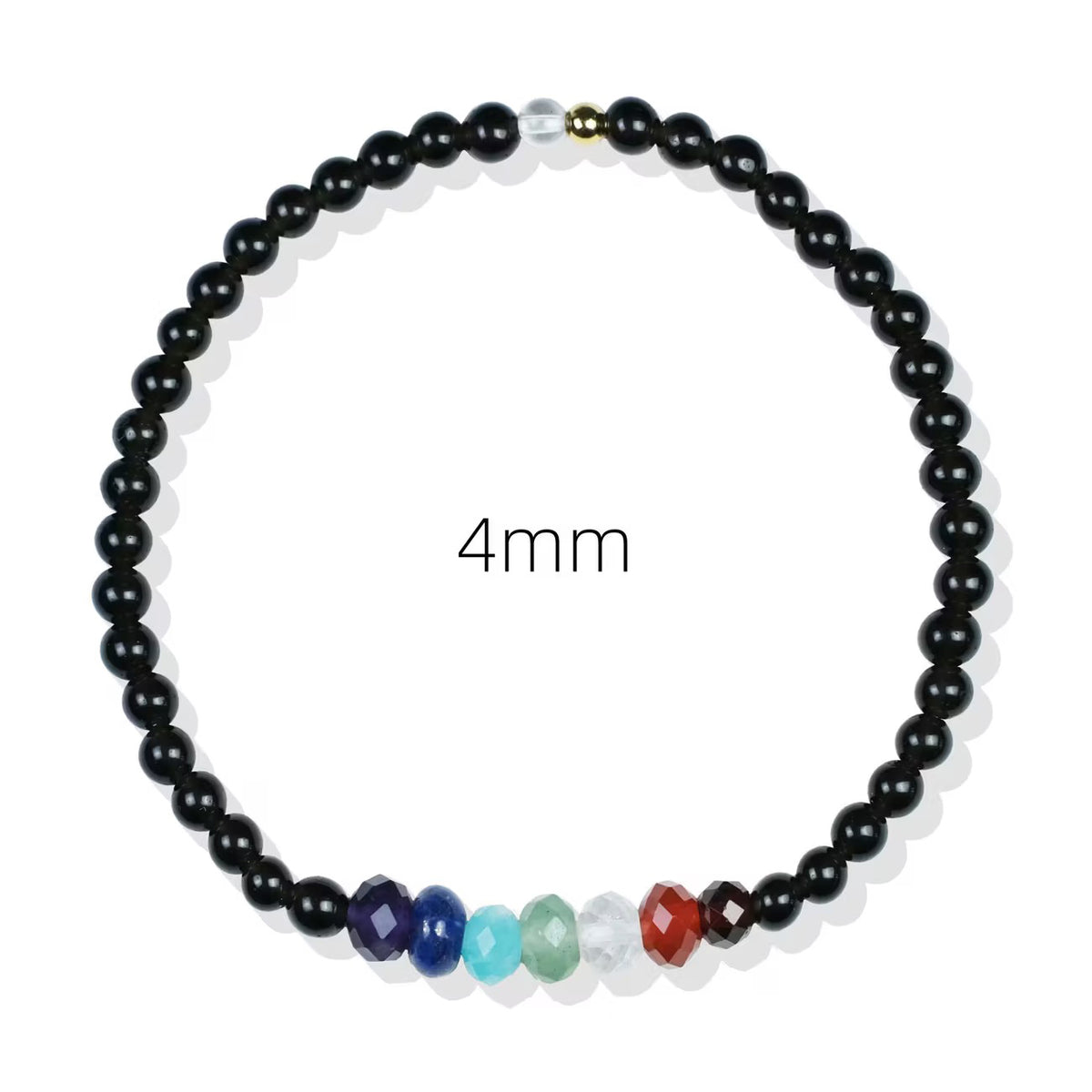 Rainbow Gemstone Black Obsidian Beaded Bracelet