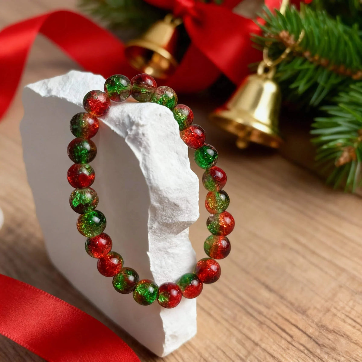 Free Christmas gift with purchase - Starlight Wish gold vein glass bead bracelet-Free Gift over $88