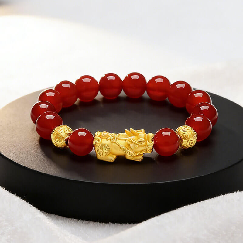 Feng Shui Red Agate Pixiu Bracelet Attract Wealth