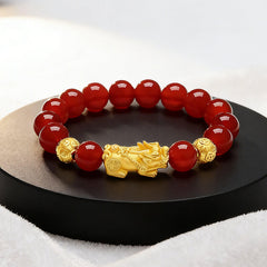 Feng Shui Red Agate Pixiu Bracelet Attract Wealth