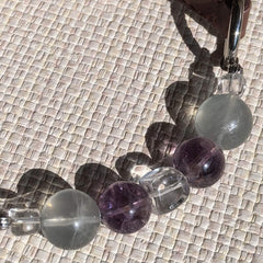 Serenity Aura Pet Collar | Natural Amethyst & Fluorite Genuine Leather