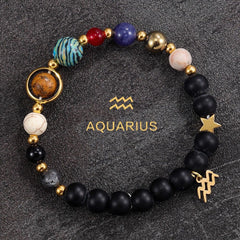 Planetary Zodiac Black Beaded Bracelet