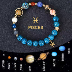 Planetary Zodiac Natural Blue Agate Bracelet