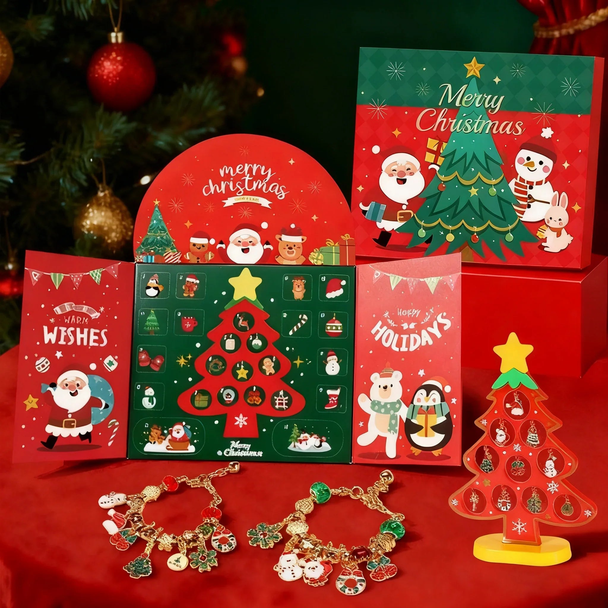 The Ultimate 24-Door Christmas Pop-Up Advent Calendar & Craft Box - Unbox 24 Surprises for Family DIY Bracelet & Tree Decorating Fun