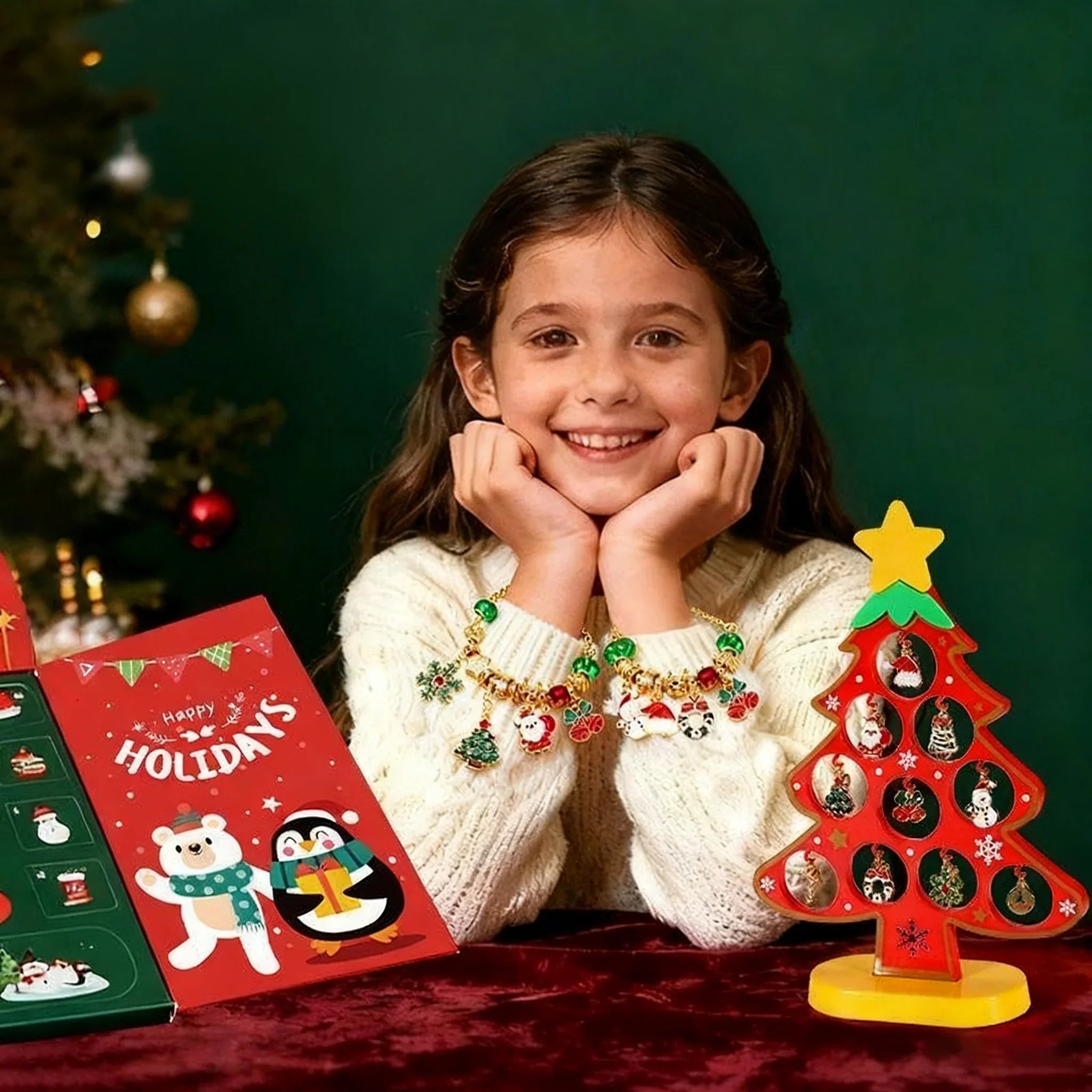 The Ultimate 24-Door Christmas Pop-Up Advent Calendar & Craft Box - Unbox 24 Surprises for Family DIY Bracelet & Tree Decorating Fun