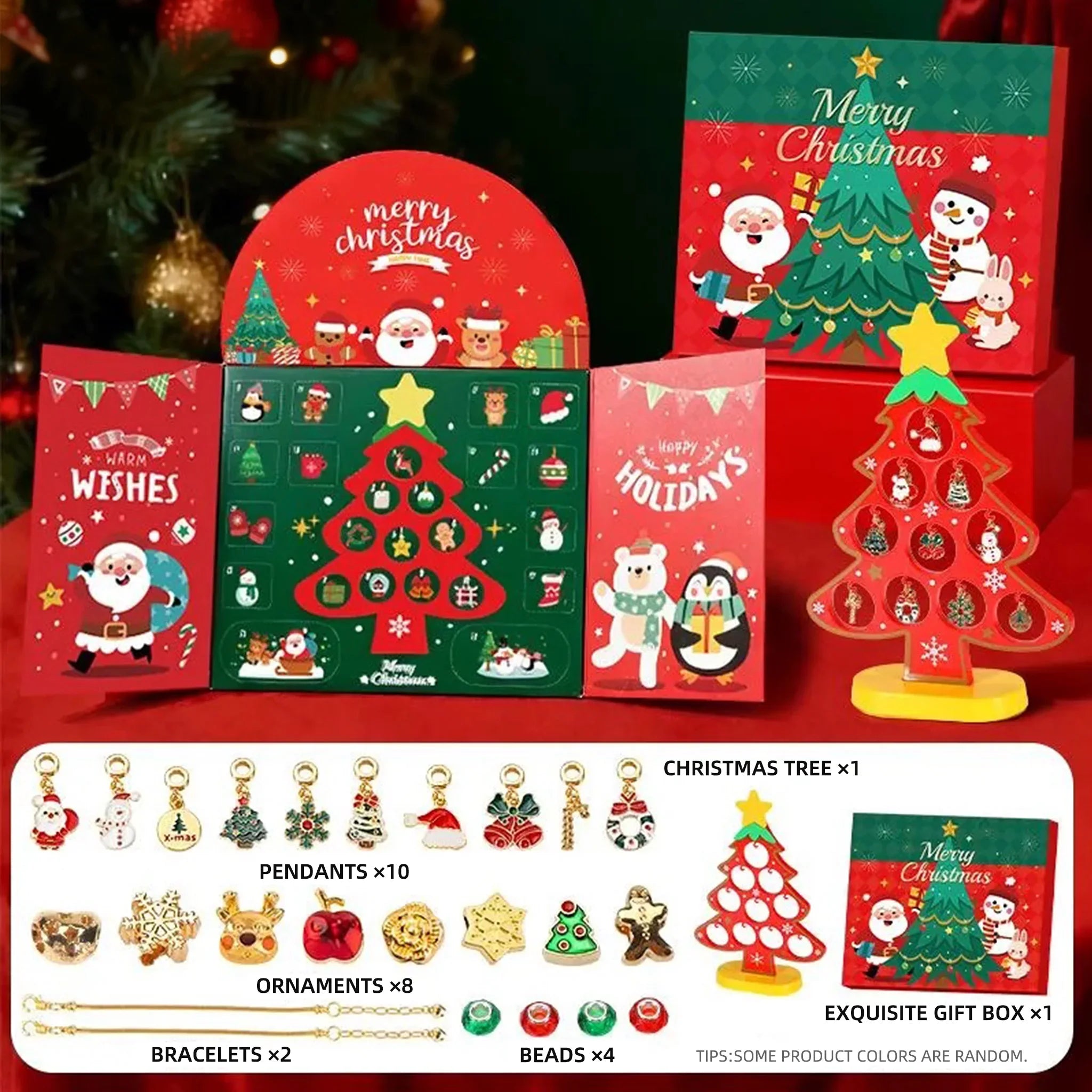 The Ultimate 24-Door Christmas Pop-Up Advent Calendar & Craft Box - Unbox 24 Surprises for Family DIY Bracelet & Tree Decorating Fun