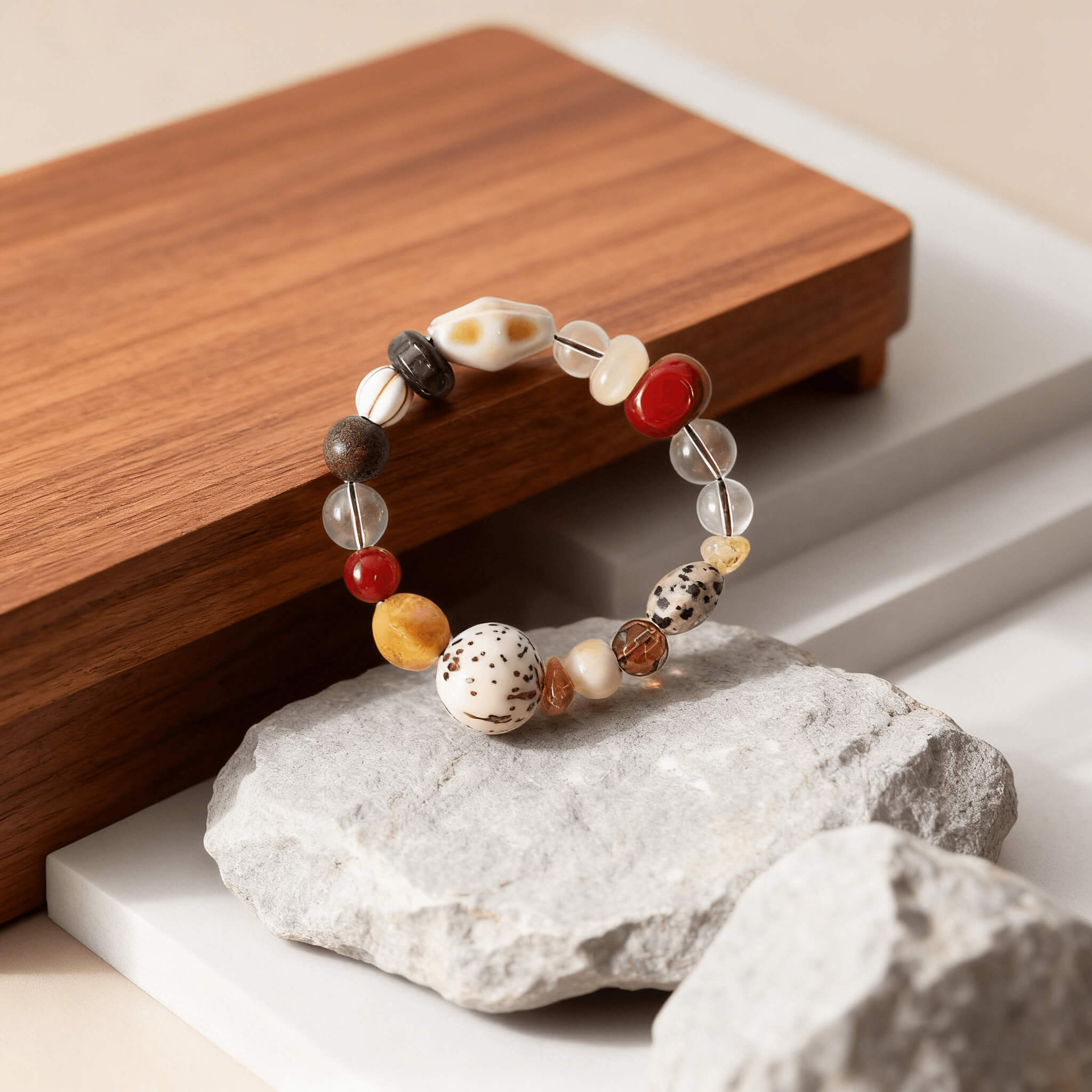 The Colorful Fusion Holiday Bracelet - A vibrant mix of crystal, agate, and bodhi beads for Christmas gifting.
