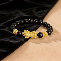 Feng Shui Black Agate Pixiu Bracelet Attract Wealth