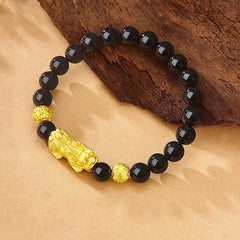 Feng Shui Black Agate Pixiu Bracelet Attract Wealth