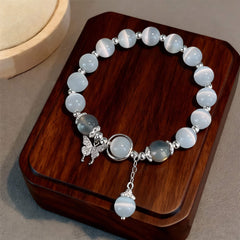 Serenity & Good Fortune Cat's Eye Butterfly Charm Bracelet